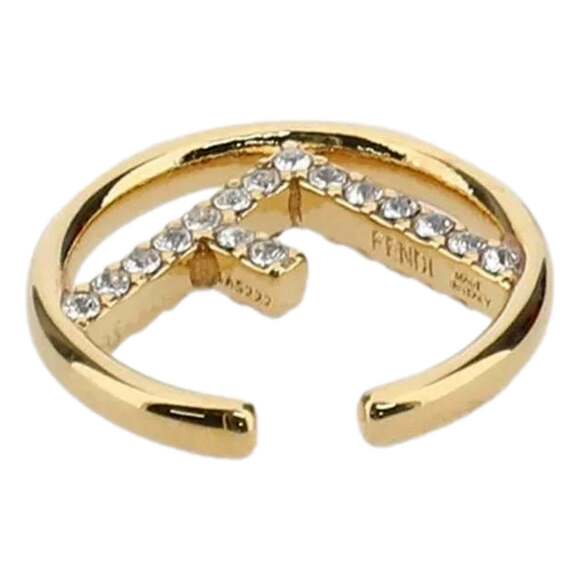 Fendi F is Fendi Logo Earcuff Hoop White Crystal Gold Tone - Picture 4 of 6